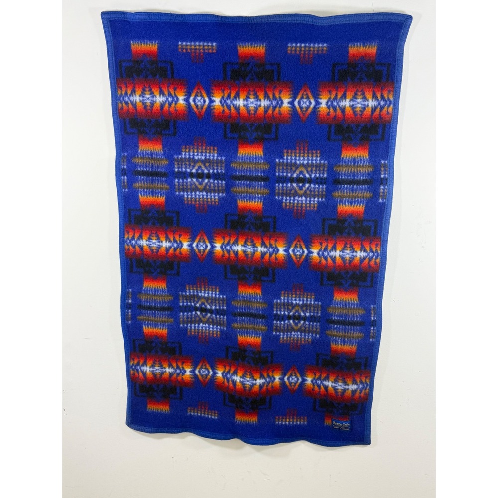 Vintage Beaver State Pendleton Woolen Mills Southwestern Lap Blanket 25x39 Blue